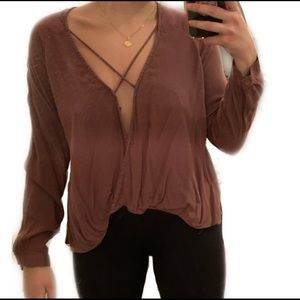 Rose colored long sleeve blouse - Silence + Noise
